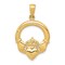 14K Yellow Gold Claddagh Charm Irish Love Pendant Jewerly 31mm x 20mm